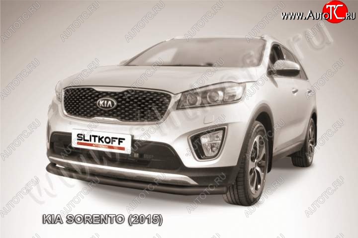 8 999 р. Защита переднего бампера из трубы d57 Slitkoff  KIA Sorento  UM/Prime (2014-2018) дорестайлинг (Цвет: серебристый)  с доставкой в г. Омск