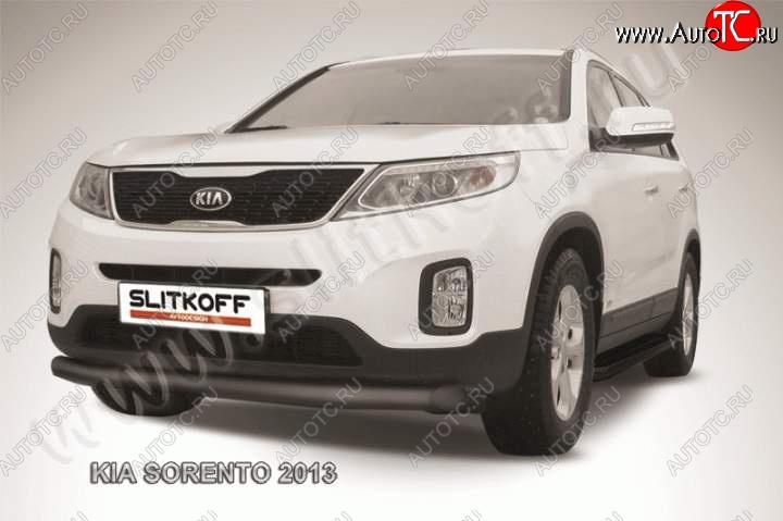 9 199 р. Защита переднего бампера из трубы d76 Slitkoff KIA Sorento XM рестайлинг (2012-2015) (Цвет: серебристый)  с доставкой в г. Омск