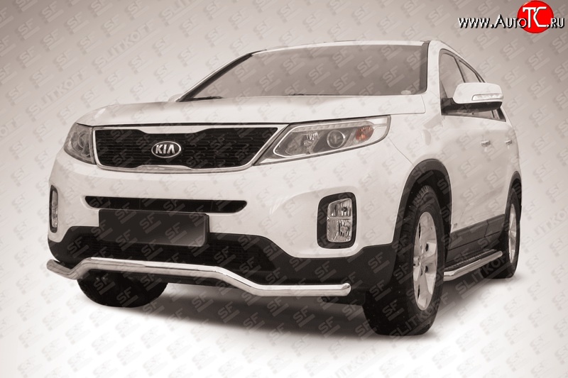 15 499 р. Фигурная защита переднего бампера диаметром 57 мм Slitkoff  KIA Sorento  XM (2012-2015) рестайлинг (Нержавейка, Полированная)  с доставкой в г. Омск