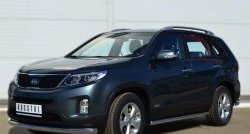 13 999 р. Одинарная защита переднего бампера диаметром 76 мм SLITKOFF  KIA Sorento  XM (2012-2015) рестайлинг  с доставкой в г. Омск. Увеличить фотографию 4