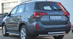 16 349 р. Защита заднего бампера (2 трубы Ø63 мм, нержавейка) SLITKOFF  KIA Sorento  XM (2012-2015) рестайлинг  с доставкой в г. Омск. Увеличить фотографию 3