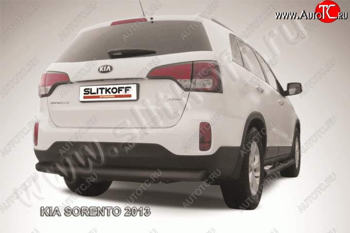 7 899 р. Защита заднего бампера из трубы d76 Slitkoff (длинная) KIA Sorento XM рестайлинг (2012-2015) (Цвет: серебристый)  с доставкой в г. Омск