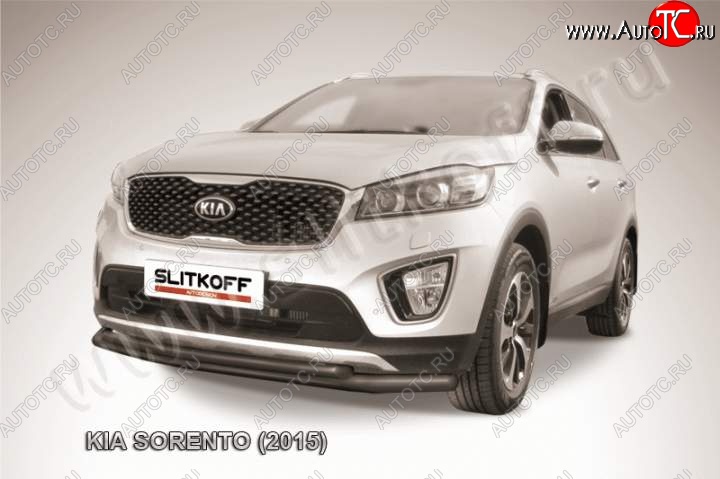 12 299 р. Защита переднего бампера из труб d57+d42 Slitkoff KIA Sorento UM/Prime дорестайлинг (2014-2018) (Цвет: серебристый)  с доставкой в г. Омск