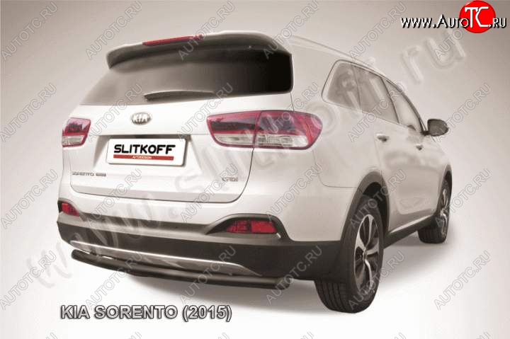 10 349 р. Защита заднего бампера из трубы d57 Slitkoff (радиусная)  KIA Sorento  UM/Prime (2014-2018) дорестайлинг (Цвет: серебристый)  с доставкой в г. Омск