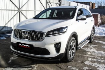 Защита переднего бампера Slitkoff (двойная, d57/42) KIA Sorento UM/Prime рестайлинг (2018-2020)