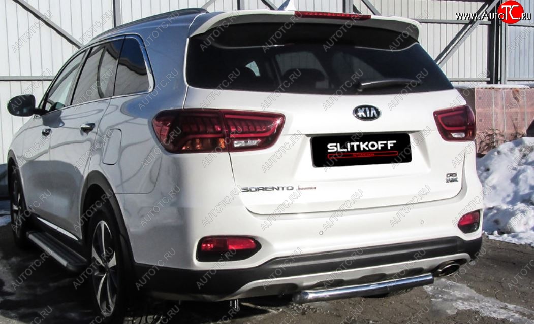 7 349 р. Защита заднего бампера Slitkoff (d57)  KIA Sorento  UM/Prime (2018-2020) рестайлинг (Нержавейка, Полированная)  с доставкой в г. Омск