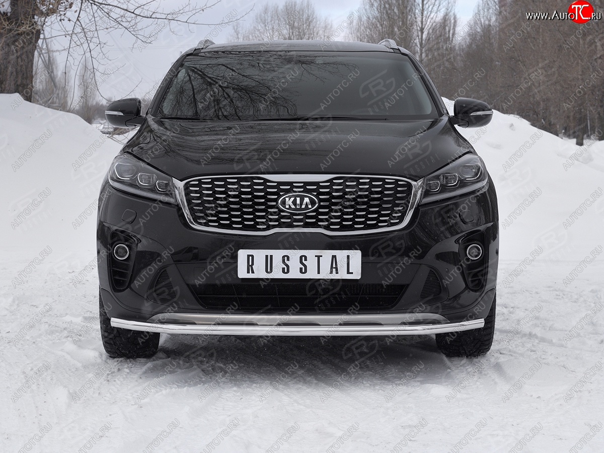 11 449 р. Защита переднего бампера (Ø42 мм, нержавейка) Russtal KIA Sorento UM/Prime рестайлинг (2018-2020)  с доставкой в г. Омск