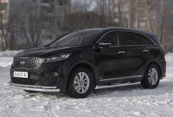 17 399 р. Защита переднего бампера (Ø 63/42 мм с углами, нержавейка) SLITKOFF KIA Sorento UM/Prime рестайлинг (2018-2020)  с доставкой в г. Омск. Увеличить фотографию 2