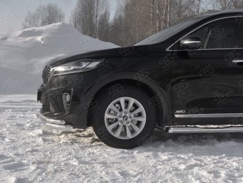 17 399 р. Защита переднего бампера (Ø 63/42 мм с углами, нержавейка) SLITKOFF KIA Sorento UM/Prime рестайлинг (2018-2020)  с доставкой в г. Омск. Увеличить фотографию 3