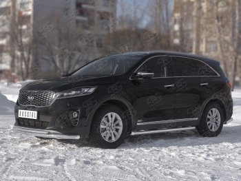 15 999 р. Защита переднего бампера (2 трубы Ø63 и 42 мм, нержавейка) Russtal KIA Sorento UM/Prime рестайлинг (2018-2020)  с доставкой в г. Омск. Увеличить фотографию 2