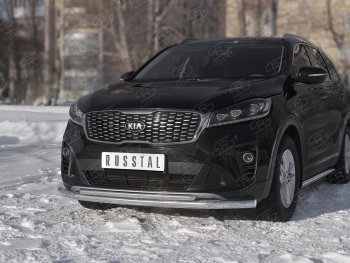 15 999 р. Защита переднего бампера (2 трубы Ø63 и 42 мм, нержавейка) Russtal KIA Sorento UM/Prime рестайлинг (2018-2020)  с доставкой в г. Омск. Увеличить фотографию 4