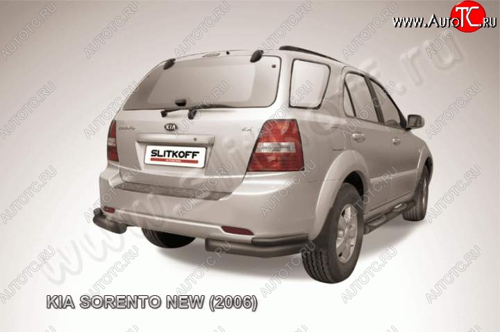 8 299 р. Защита заднего бампера из уголков d76+d42 Slitkoff (двойная)  KIA Sorento  BL (2002-2010) дорестайлинг, рестайлинг (Цвет: серебристый)  с доставкой в г. Омск