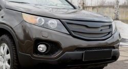 4 999 р. Решётка радиатора RA KIA Sorento XM дорестайлинг (2009-2012) (Глянец под окраску, с металлической сеткой, Неокрашенная)  с доставкой в г. Омск. Увеличить фотографию 2