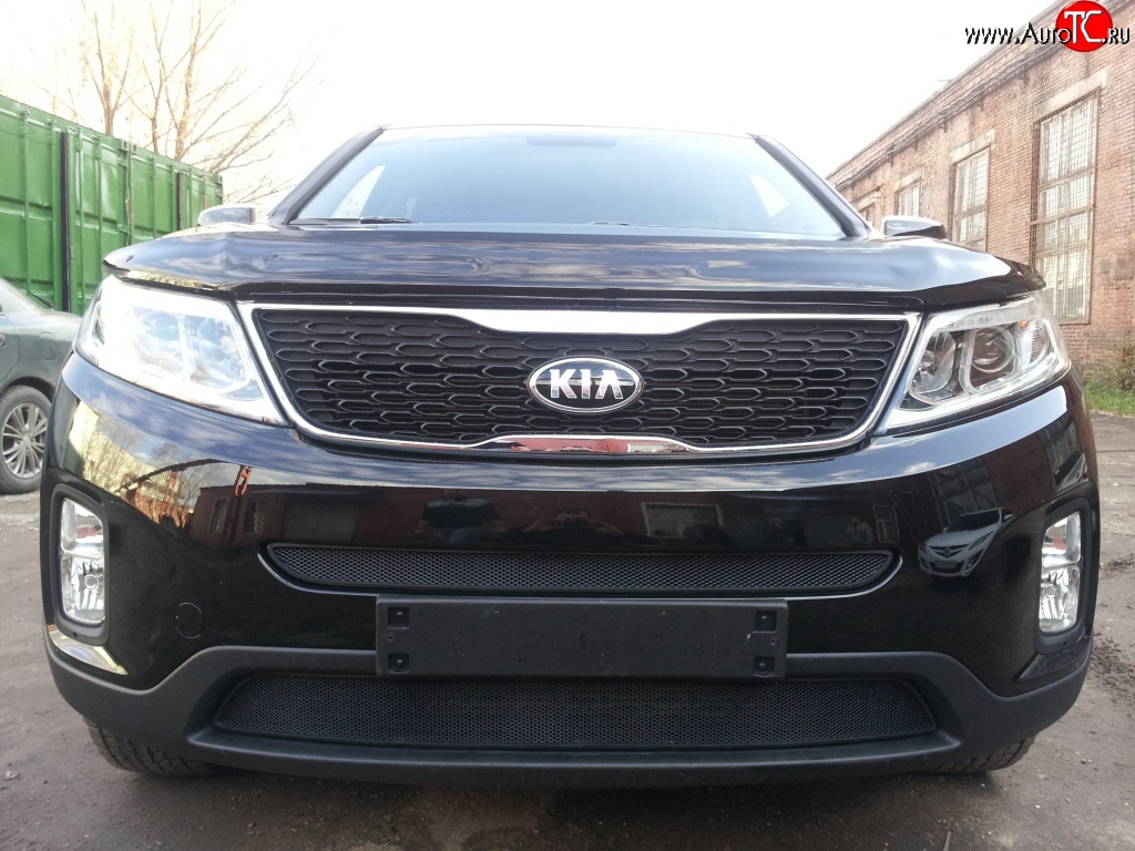 1 469 р. Нижняя сетка на бампер Russtal (черная)  KIA Sorento  XM (2012-2015) рестайлинг  с доставкой в г. Омск