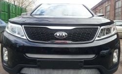 1 539 р. Нижняя сетка на бампер Russtal (хром)  KIA Sorento  XM (2012-2015) рестайлинг  с доставкой в г. Омск. Увеличить фотографию 1