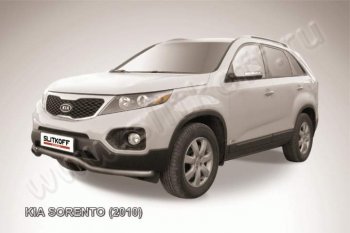 10 849 р. Защита переднего бампера из трубы d57 Slitkoff (волна)  KIA Sorento  XM (2009-2012) дорестайлинг (Цвет: серебристый)  с доставкой в г. Омск. Увеличить фотографию 1