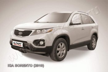 9 399 р. Защита переднего бампера из труб d57+d42 Slitkoff (двойная) KIA Sorento XM дорестайлинг (2009-2012) (Цвет: серебристый)  с доставкой в г. Омск. Увеличить фотографию 1