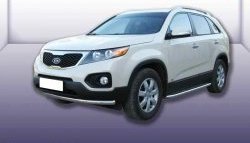 10 649 р. Одинарная защита переднего бампера из трубы диаметром 57 мм Slitkoff  KIA Sorento  XM (2009-2012) дорестайлинг (Нержавейка, Полированная)  с доставкой в г. Омск. Увеличить фотографию 1