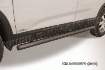 8 949 р. Защита порогов из труб d57 Slitkoff  KIA Sorento  XM (2009-2012) дорестайлинг (Цвет: серебристый)  с доставкой в г. Омск. Увеличить фотографию 1