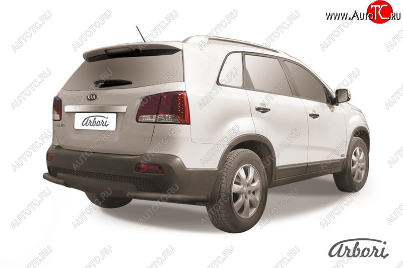 5 399 р. Защита заднего бампера Arbori (уголки, черная, 1 труба d57 mm). KIA Sorento XM дорестайлинг (2009-2012)  с доставкой в г. Омск