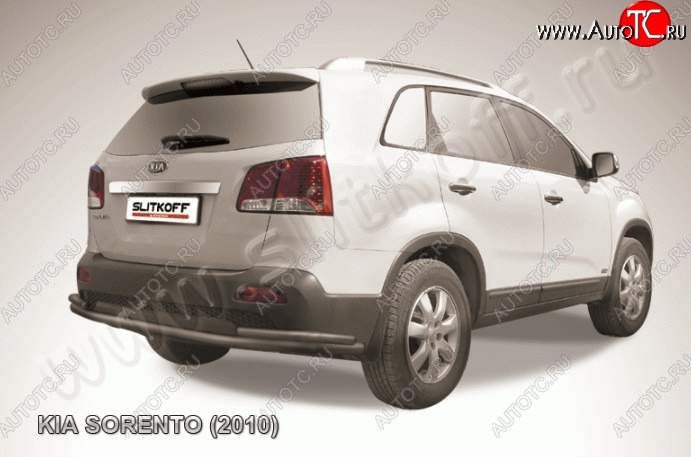 10 099 р. Защита заднего бампера из труб d57+d42 Slitkoff (с уголками)  KIA Sorento  XM (2009-2012) дорестайлинг (Цвет: серебристый)  с доставкой в г. Омск