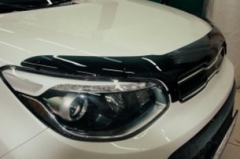 2 199 р. Дефлектор капота SIM KIA Soul PS дорестайлинг (2014-2016)  с доставкой в г. Омск. Увеличить фотографию 1