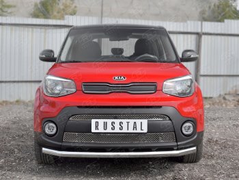 5 999 р. Решетка радиатора Russtal лист KIA Soul PS дорестайлинг (2014-2016) (Неокрашенная)  с доставкой в г. Омск. Увеличить фотографию 1