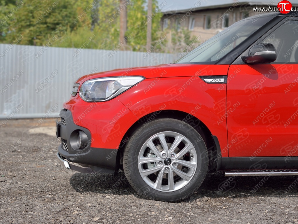 10 349 р. Защита переднего бампера (Ø75х42 мм, нержавейка) Russtal  KIA Soul  PS (2014-2016) дорестайлинг  с доставкой в г. Омск