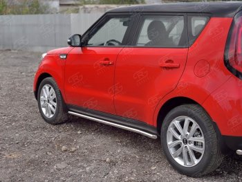 15 899 р. Защита порогов из круглой трубы диаметром 42 мм SLITKOFF v3  KIA Soul  PS (2014-2016) дорестайлинг  с доставкой в г. Омск. Увеличить фотографию 3