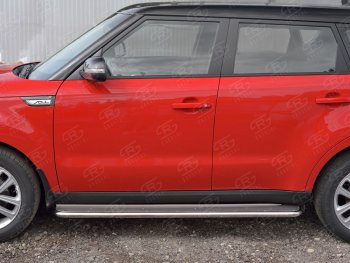 30 999 р. Широкая защита порогов с трубой диаметром 42 мм SLITKOFF v3  KIA Soul  PS (2014-2016) дорестайлинг  с доставкой в г. Омск. Увеличить фотографию 2