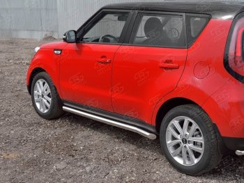 16 799 р. Защита порогов из круглой трубы диаметром 63 мм Russtal v1 KIA Soul PS дорестайлинг (2014-2016)  с доставкой в г. Омск. Увеличить фотографию 2