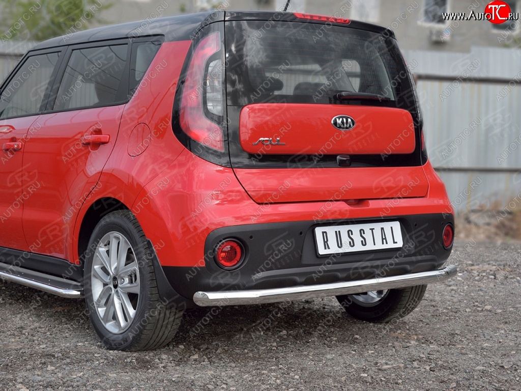 13 399 р. Одинарная защита заднего бампера из трубы диаметром 63 мм SLITKOFF  KIA Soul  PS (2014-2016) дорестайлинг  с доставкой в г. Омск