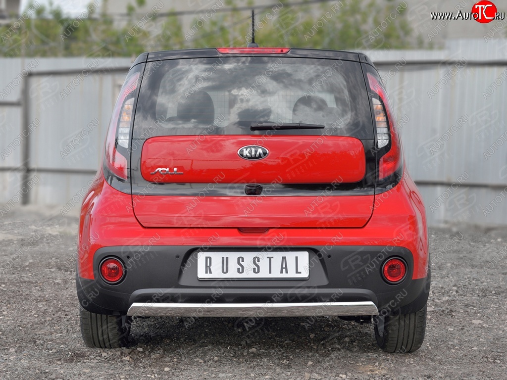 10 349 р. Защита заднего бампера (Ø75x42 мм, нержавейка) Russtal  KIA Soul  PS (2014-2016) дорестайлинг  с доставкой в г. Омск