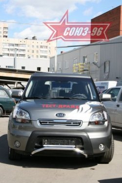 10 574 р. Защита переднего бампера Souz-96 (d42) KIA Soul AM дорестайлинг (2008-2011)  с доставкой в г. Омск. Увеличить фотографию 2