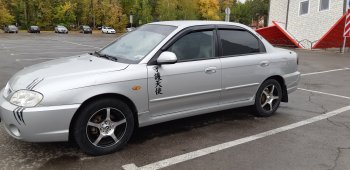 4 099 р. Пластиковые накладки на пороги SVS  KIA Spectra (2000-2009) (Неокрашенные)  с доставкой в г. Омск. Увеличить фотографию 2