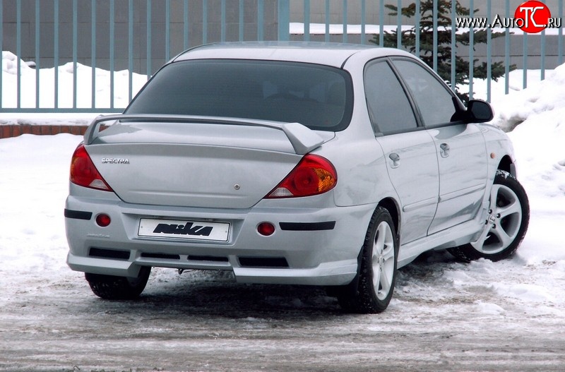 7 399 р. Задний бампер Nika Sport KIA Spectra (2000-2009) (Неокрашенный)  с доставкой в г. Омск