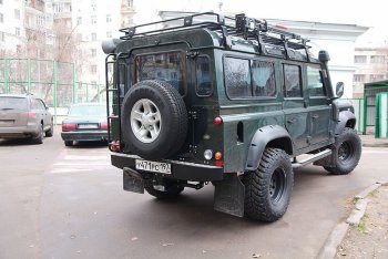 22 649 р. Бампер задний силовой РИФ Land Rover Defender 110 1 L316 рестайлинг 5дв. (2007-2016)  с доставкой в г. Омск. Увеличить фотографию 2