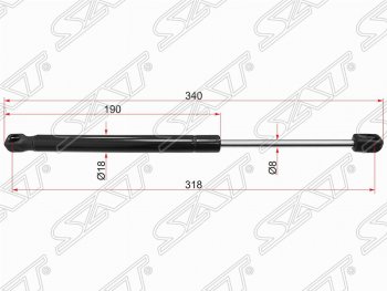 Упор капота SAT (L340 mm) Land Rover Freelander L359 дорестайлинг (2006-2010)