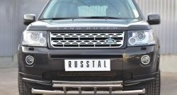 19 649 р. Защита переднего бампера (2 трубыØ63 и 42 мм, нержавейка) Russtal Land Rover Freelander L359 дорестайлинг (2006-2010)  с доставкой в г. Омск. Увеличить фотографию 2