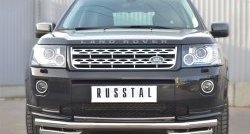 Защита переднего бампера (Ø63 мм с углами, нержавейка) Russtal Land Rover Freelander L359 дорестайлинг (2006-2010)