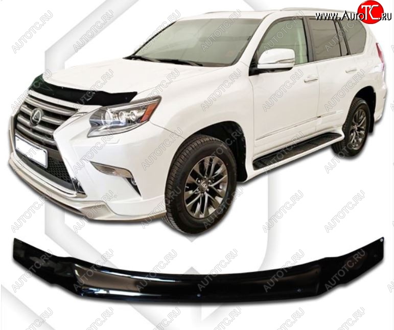 2 099 р. Дефлектор капота CA-Plastiс  Lexus GX460  J150 (2013-2022) 1-ый рестайлинг, 2-ой рестайлинг (Classic черный, Без надписи)  с доставкой в г. Омск