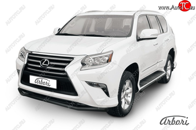 10 169 р. Защита переднего бампера Arbori (черная, 1 труба d57 mm). Lexus GX460 J150 1-ый рестайлинг (2013-2019)  с доставкой в г. Омск