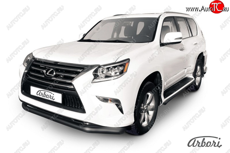 11 339 р. Защита переднего бампера Arbori (черная, 1 труба d76 mm). Lexus GX460 J150 1-ый рестайлинг (2013-2019)  с доставкой в г. Омск