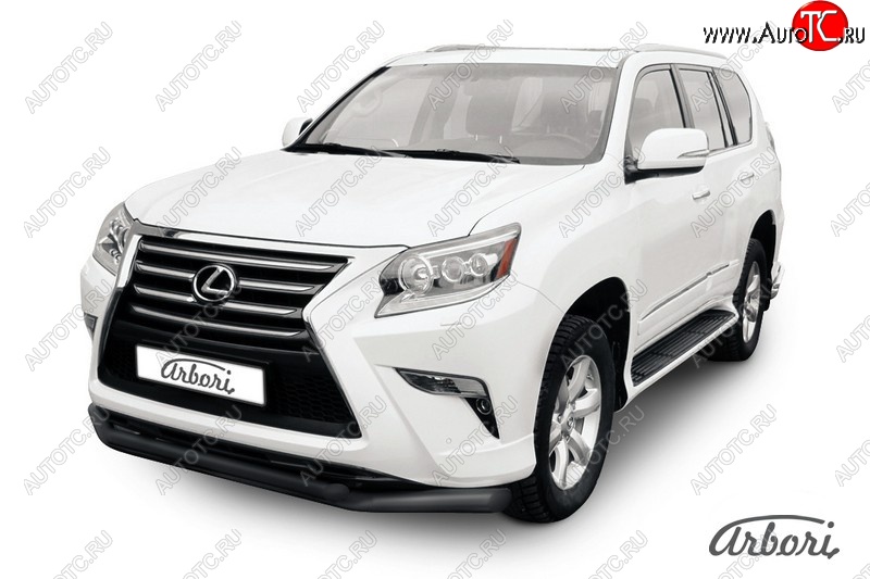 13 499 р. Защита переднего бампера Arbori (черная, 2 трубы d76 и 57 mm) Lexus GX460 J150 1-ый рестайлинг (2013-2019)  с доставкой в г. Омск