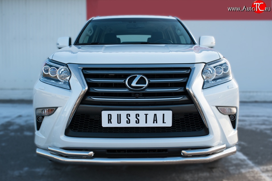 24 699 р. Защита переднего бампера (2 трубыØ63 и 42 мм, нержавейка) SLITKOFF  Lexus GX460  J150 (2013-2022) 1-ый рестайлинг, 2-ой рестайлинг  с доставкой в г. Омск