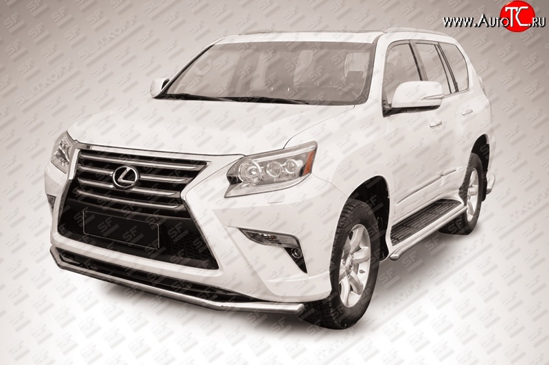 15 249 р. Одинарная защита переднего бампера из трубы диаметром 57 мм Slitkoff  Lexus GX460  J150 (2013-2022) 1-ый рестайлинг, 2-ой рестайлинг (Нержавейка, Полированная)  с доставкой в г. Омск