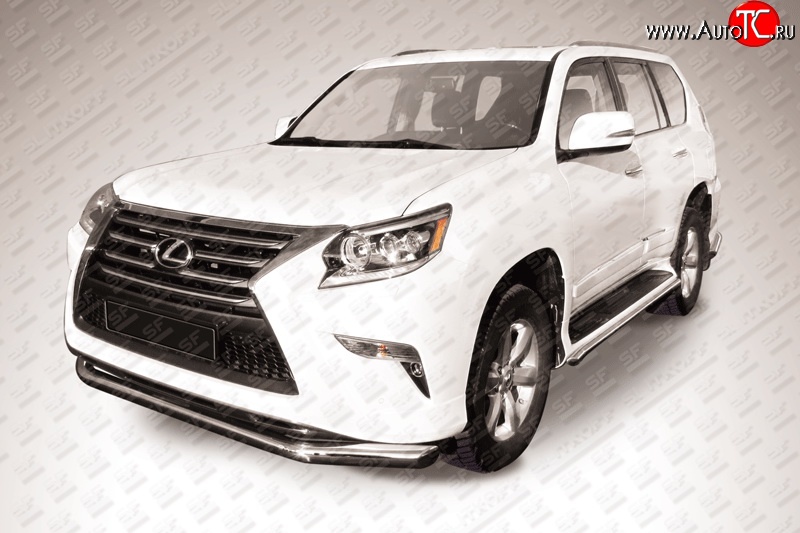 16 949 р. Одинарная защита переднего бампера диаметром 76 мм Slitkoff  Lexus GX460  J150 (2013-2022) 1-ый рестайлинг, 2-ой рестайлинг (Нержавейка, Полированная)  с доставкой в г. Омск