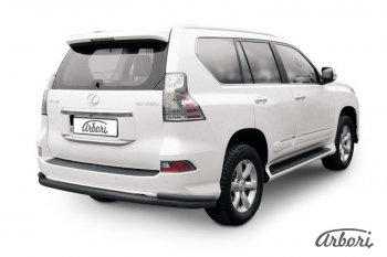 13 499 р. Защита заднего бампера Arbori (черная, 2 трубы d76 и 42 mm). Lexus GX460 J150 1-ый рестайлинг (2013-2019)  с доставкой в г. Омск. Увеличить фотографию 1