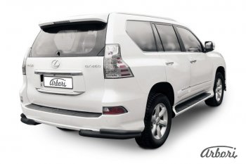 11 159 р. Защита заднего бампера Arbori (уголки, черная, 2 трубы d76 и 42 mm). Lexus GX460 J150 1-ый рестайлинг (2013-2019)  с доставкой в г. Омск. Увеличить фотографию 1