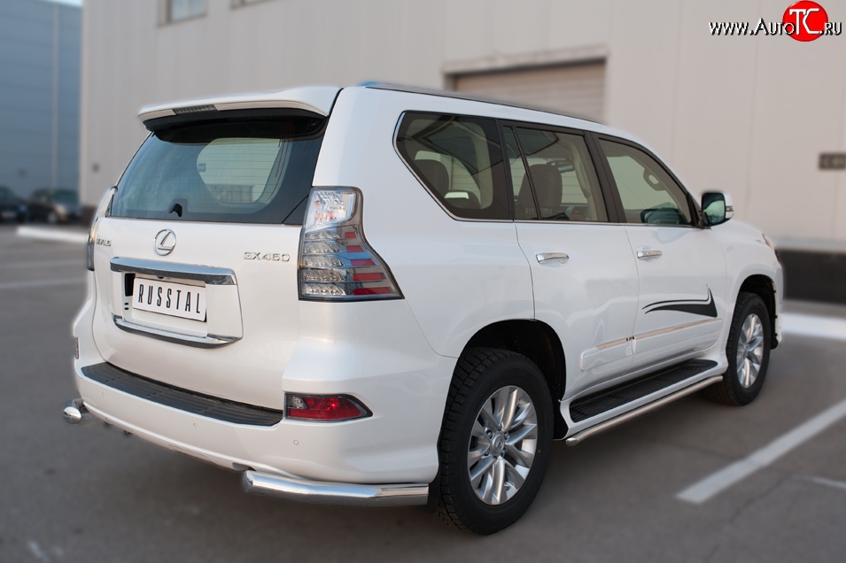 17 599 р. Защита заднего бампера (Ø76 мм уголки, нержавейка) SLITKOFF Lexus GX460 J150 1-ый рестайлинг (2013-2019)  с доставкой в г. Омск